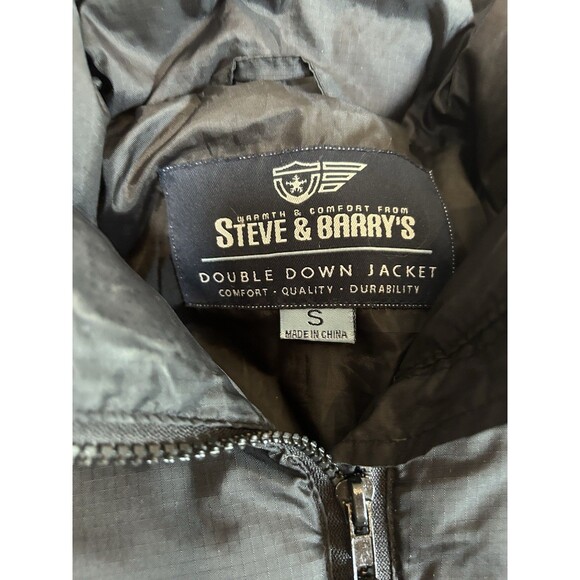 Steve & Barry's Double Down Jacket Puffer Style Black‎ With Pockets Size Small - Picture 3 of 7